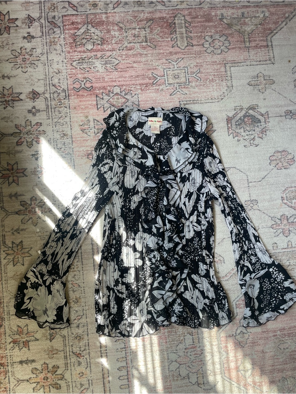 Y2k Toffee Apple Pleated Floral Whimsygoth Blouse Womens L